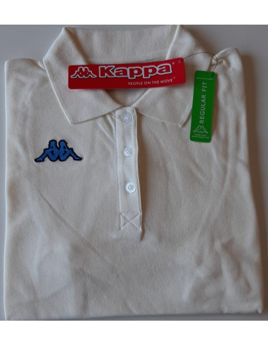 KAPPA POLO DONNA T-SHIRT 3024WU0 CAROLS 976 ANTIQ WHITE STRONG BLU