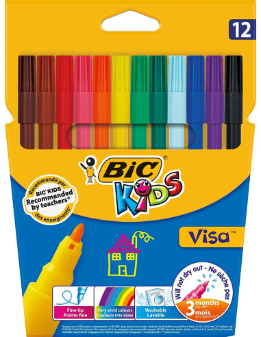 Bic 384172 Pennarello Lavabile CONFEZIONE DA 12