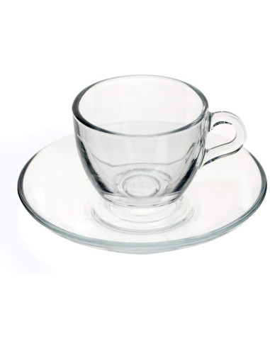 TAZZA THE VETRO BASIC CON PIATTO SET 6