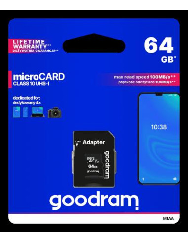 microSD GoodRAM 64GB class 10 UHS I + adpter, ret. blister