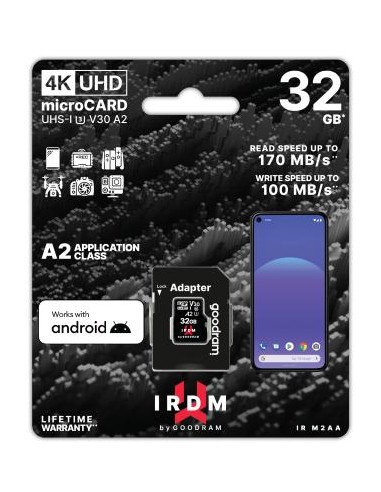 microSD IRDM by GOODRAM 32GB UHS I U3 A2 + adapter