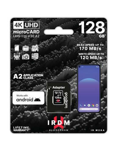 microSD IRDM by GOODRAM 128GB UHS I U3 A2 + adapter