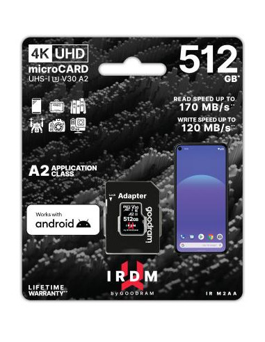 microSD IRDM by GOODRAM 512GB UHS I U3 A2 + adapter