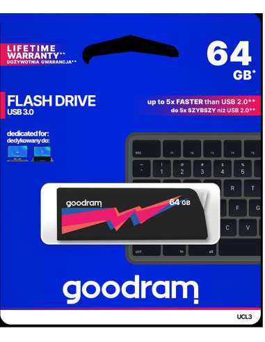 Pendrive GoodRAM 64GB UCL2 BLACK USB 3.0 - retail blister