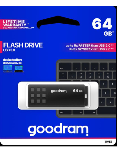 Pendrive GoodRAM 64GB BLACK USB 3.0 - retail blister