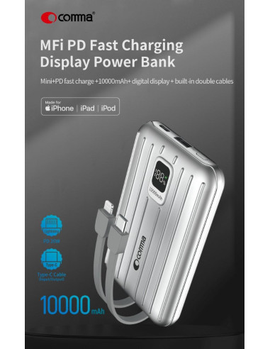 Power Bank Certificato MFI cavi Lightning e Tipo-C 4800 mah