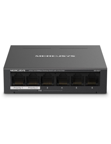 Switch Desktop 6 Porte 10/100Mbps con 4 Porte PoE+