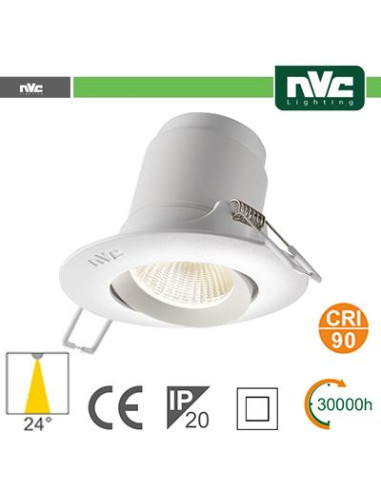 Faro direzionabile LED IP20 9W 3000K 700LM 24º FORO:95mm